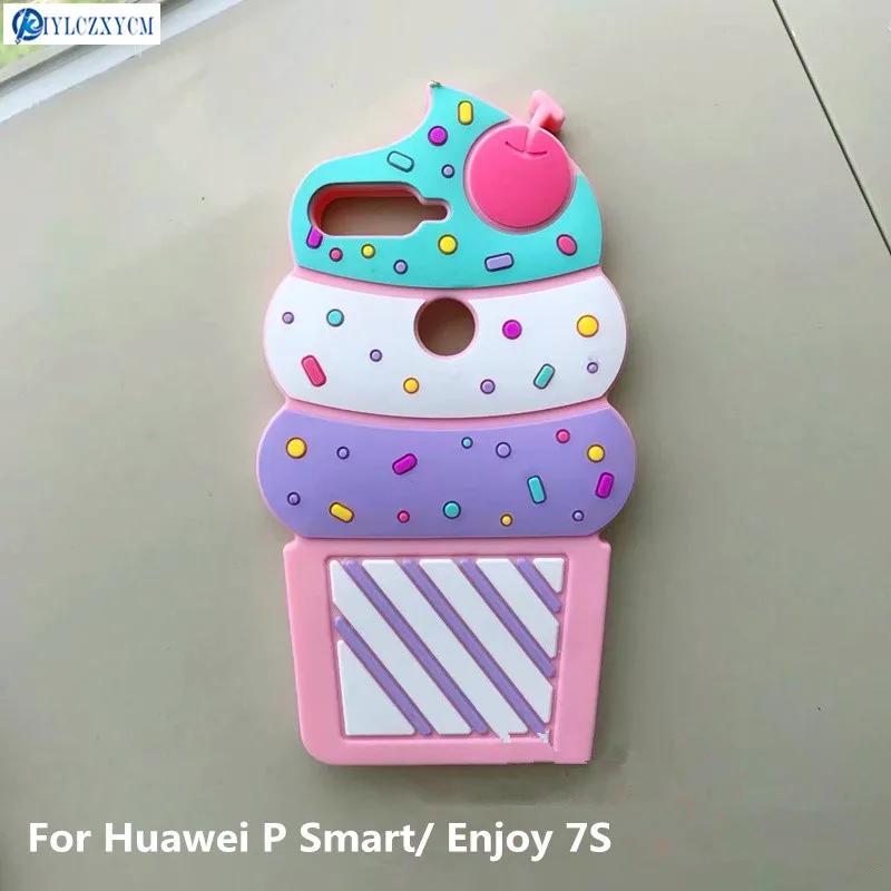 KIYLCZXYCM для huawei P smart Case 3D мороженое мультфильм мягкий силиконовый чехол телефона