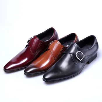 

Fashion Business Dress Men Shoes 2019 Classic Leather Men'S Suits Shoes Fashion Slip On Dress Shoes Men Oxfords wedding shoes