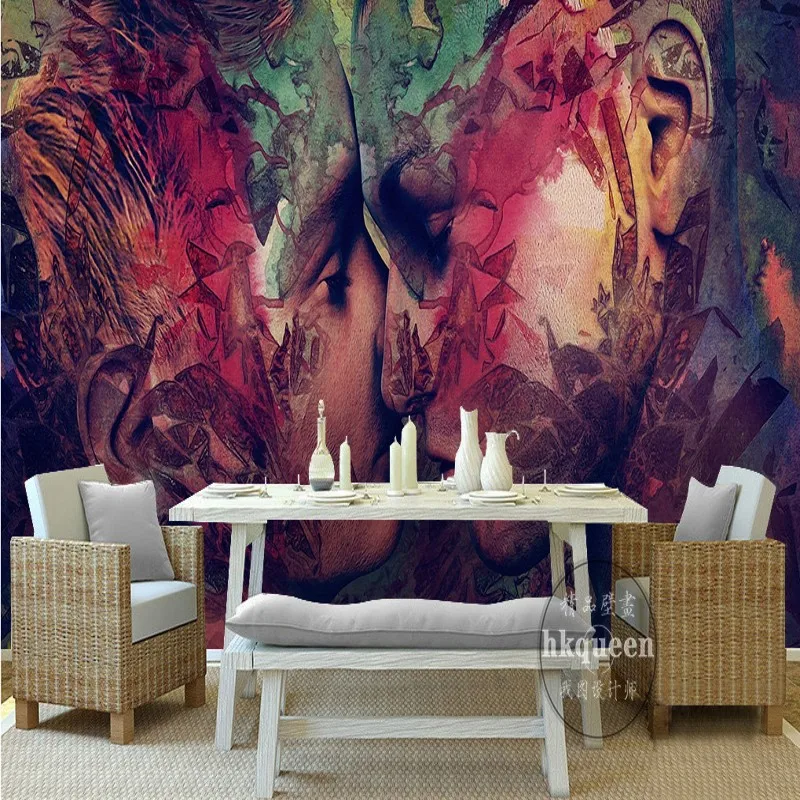 Прямая поставка Fatman пользовательские обои украшение росписи пара поцелуи