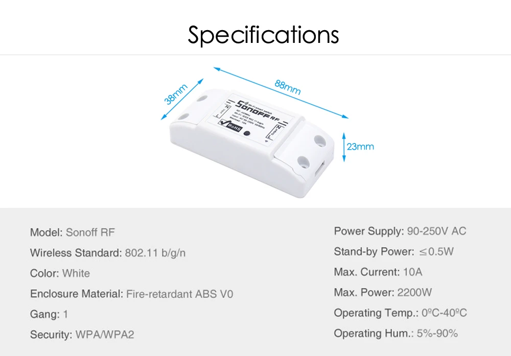 Sonoff RF Wifi релейный модуль, умный WiFi беспроводной переключатель, 433 МГц, RF Ewelink, приложение для голосового управления, работает с Alexa Google Home