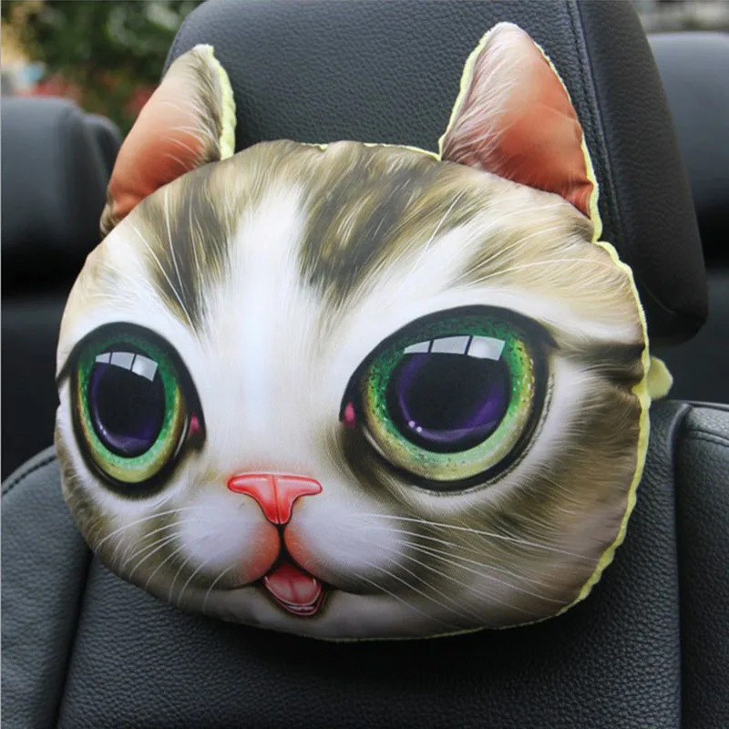 

3D Cartoon Car Neck Pillow Headrest Pillow Personality Cats and Dogs Comfortable Car Seat Headrest Pillow Interior Accessories