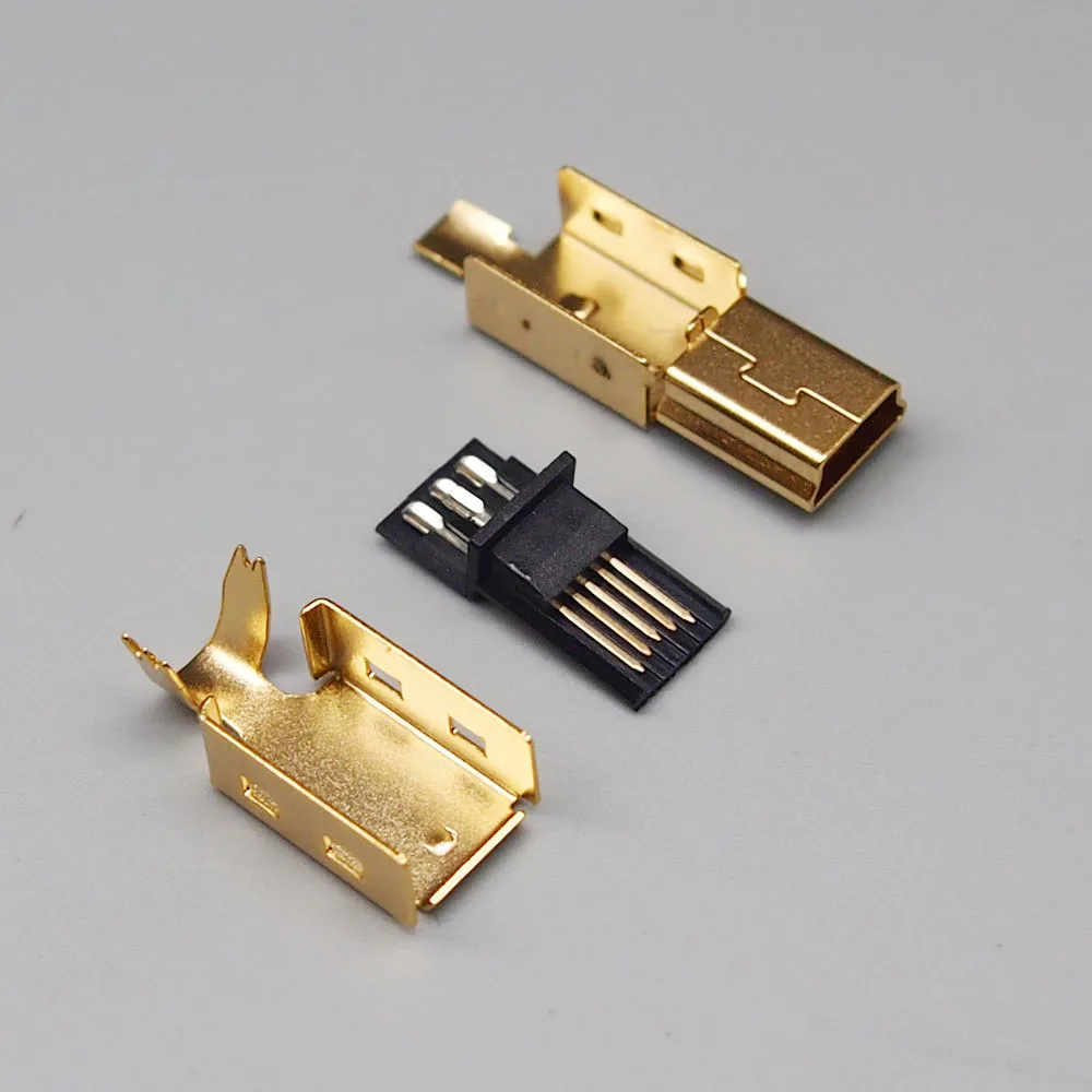 30 комплектов позолоченный DIY соединительный провод 5p мини-usb штекер мини USB-5P штекер 3 в 1