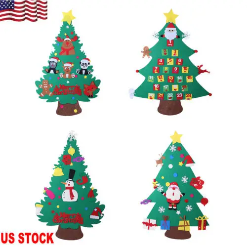 

US STOCK Ourwar Kids DIY Felt Christmas Tree with Ornaments Children Christmas