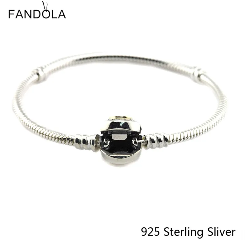 

925 Sterling Silver Bangle European Style Two-Tone Signature Bracelet, Fancy Pink Bangle For Women Fashion Unique Charms