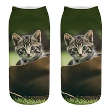 Celan Knoei, забавные Женские носочки, 3D, новинка, безумные, забавные, с котом, носки по щиколотку, милые, цветные, с рисунками, короткие носки