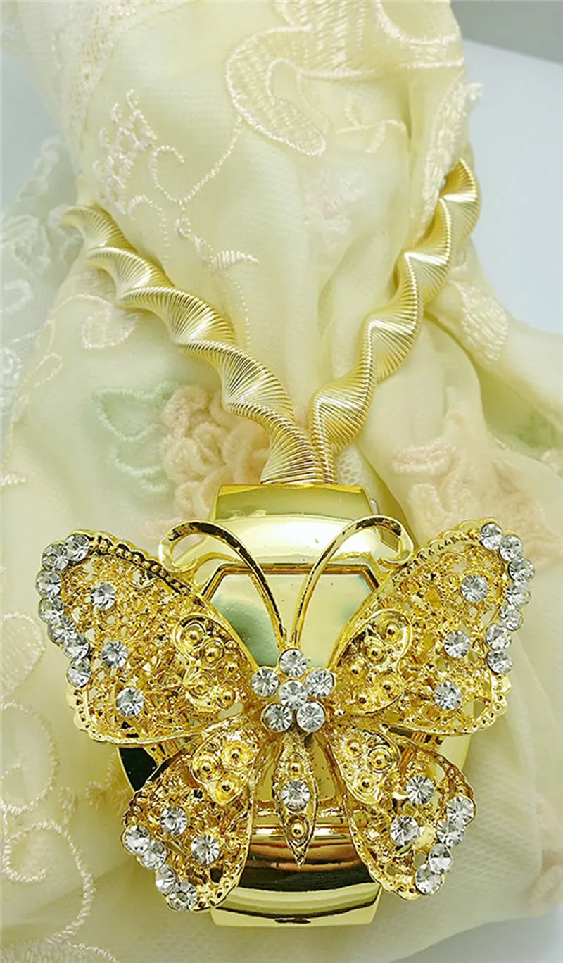 

2 x Butterfly Stretchable Curtain Tieback Buckle Spring Magnet Tied Ball Tying Jewelry