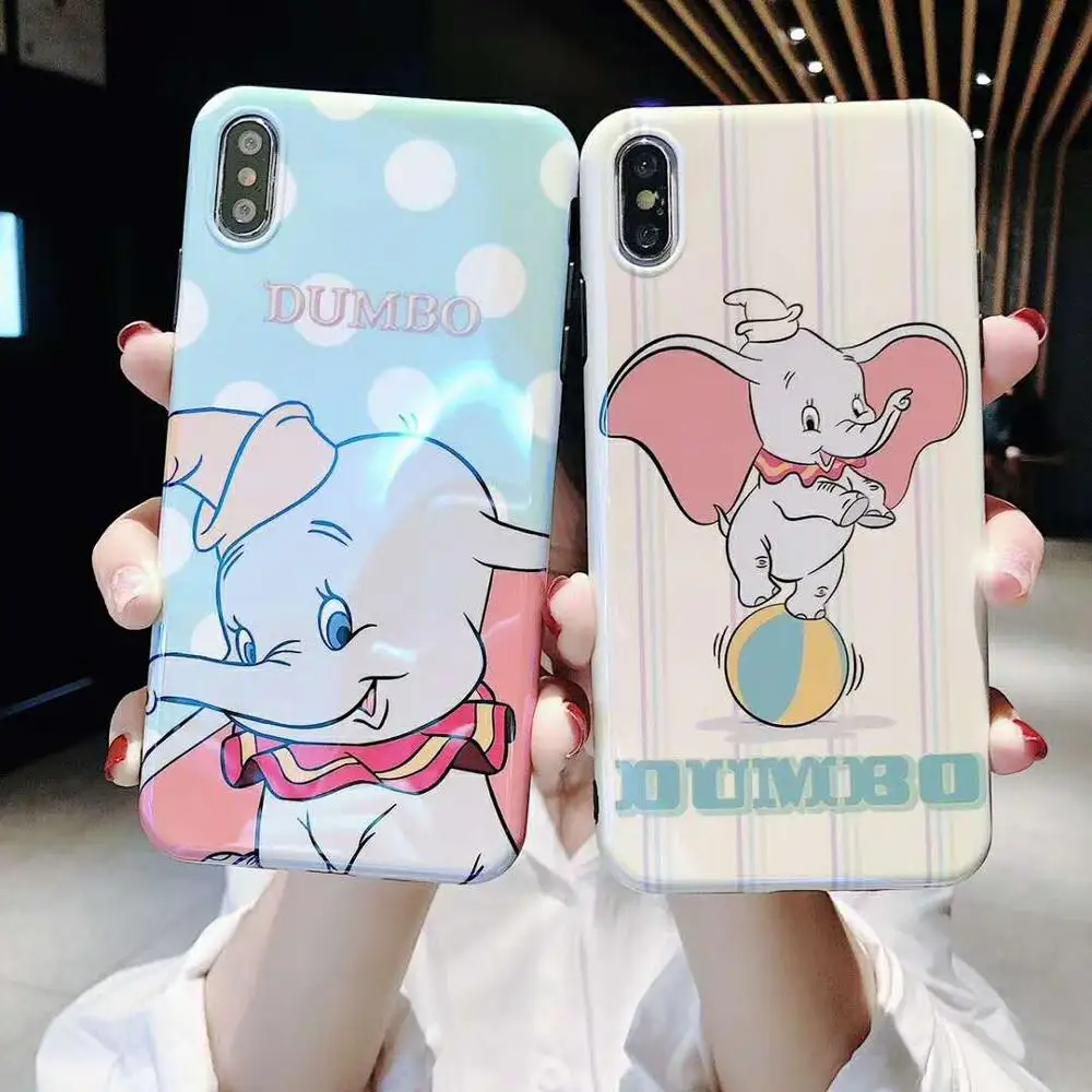 

Cartoon Anime fly elephant holder stand phone case For iphone Xs MAX XR X 6 s 7 8 plus Blu-ray couple soft back cover