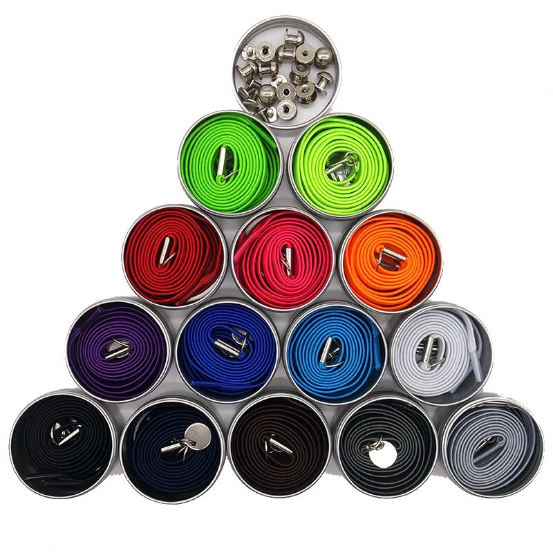 1 Pair No Tie Shoe laces Flat Elastic Shoelaces Metal Buckle Quick Safety Shoelace Kids Adult Leisure Sneakers Unisex Lazy laces