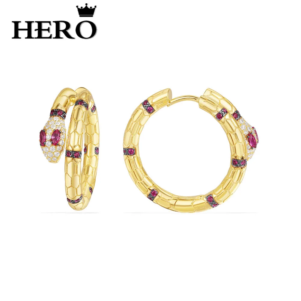 

HERO Original Copy High Quality 1:1 APM Double Circle Small Snake Inlaid Cubic Zirconia Earrings With Logo Free Envelope Mail