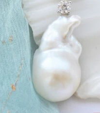

HOT 003524 white baroque keshi reborn freshwater pearl HEART pendant