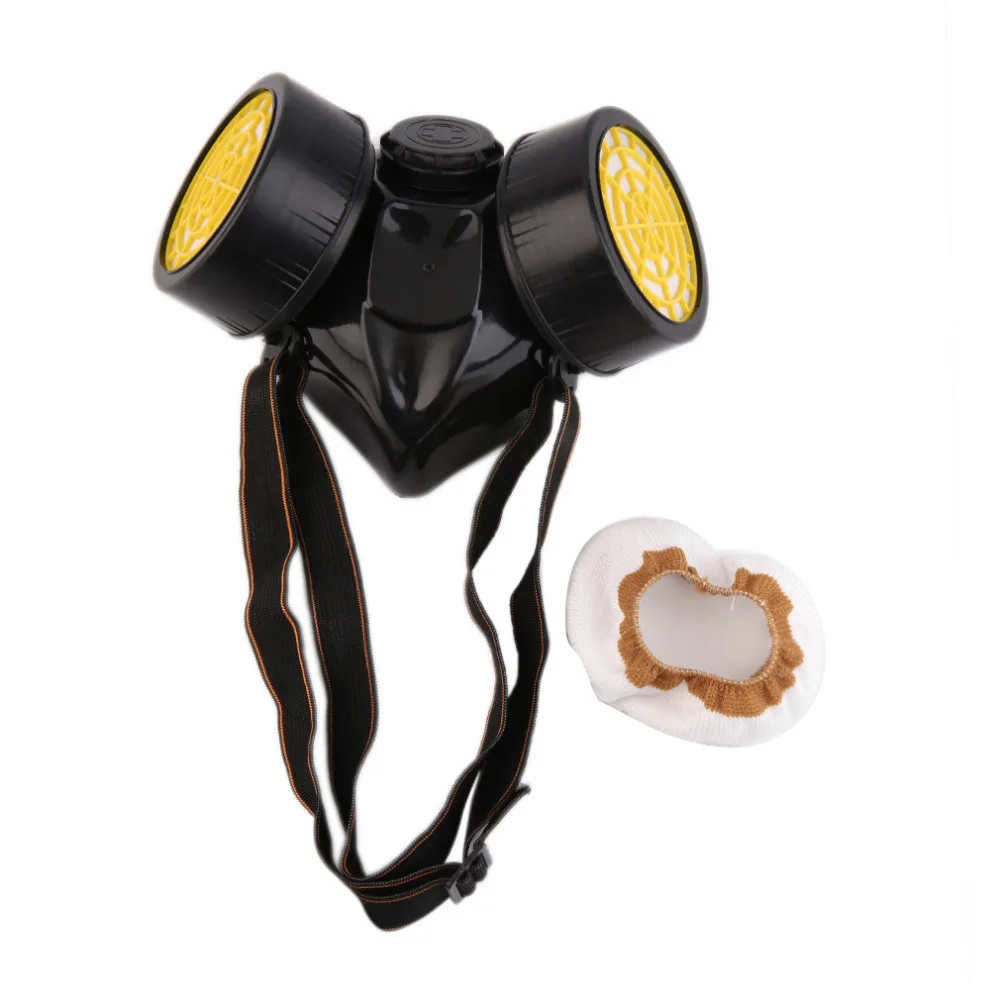 Черный противогаз аварийного выживания безопасности дыхательного газа маска против пыли Краски Респиратор маска с 2 двойной фильтр защиты