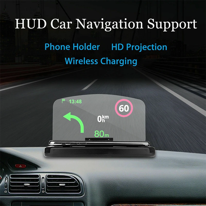 Универсальный автомобильный держатель мобильного телефона с HUD Qi Беспроводное зарядное устройство для телефона навигация смартфон gps HUD Дисплей проектор