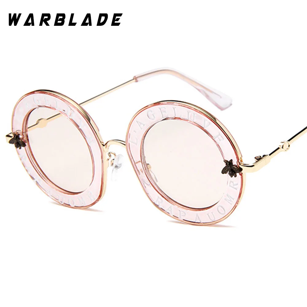 Retro Round Sunglasses English Letters Little Bee Sun Glasses Men Women  Glasses er Fashion Male Female Uv400 - CG18WO3QM6I