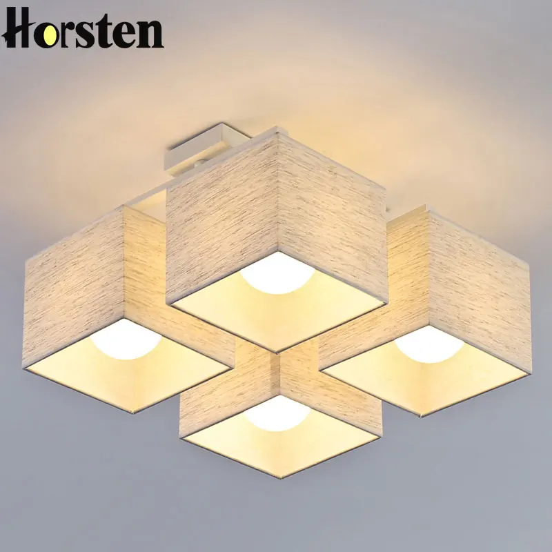

Horsten Nordic European Simple Fabric Ceiling Lights 4/6/9 Heads Bedroom Ceiling Lamp Modern Living Room Ceiling Light