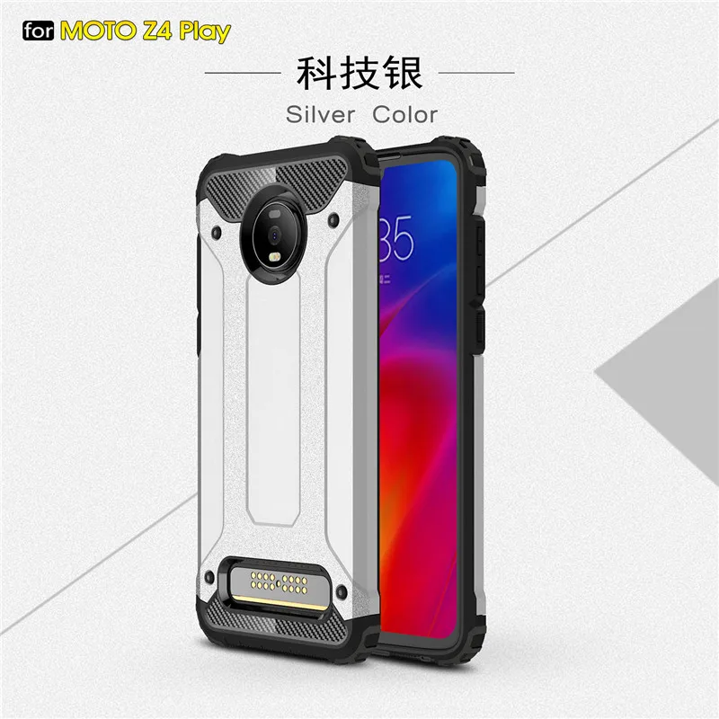Case For Moto Z4 Play Cover Anti knock Soft Silicone + Hard Plastic Back Case For Moto Z4 Play