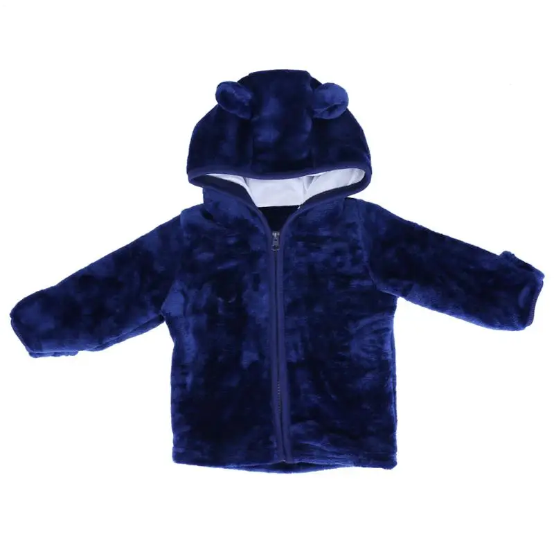 Детский комплект зимней утепленной одежды для мальчиков и девочек флисовая куртка, пальто с длинным рукавом с капюшоном с милыми ушками; однотонная верхняя одежда из искусственного меха для девочек Детская одежда; Одежда для мальчиков; пальто