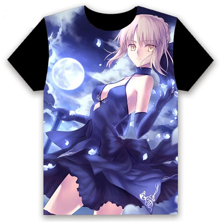 Модная футболка с Аниме игра Fate/stay night FGO Saber Alter Косплей короткий рукав Женская Мужская черная футболка повседневные забавные летние топы - Цвет: 13