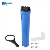 20-Inch Standard Slim Line 2.5" x 20" Blue Filter Housing 1-inch Plastic port for whole house include bracket, wrench and screws