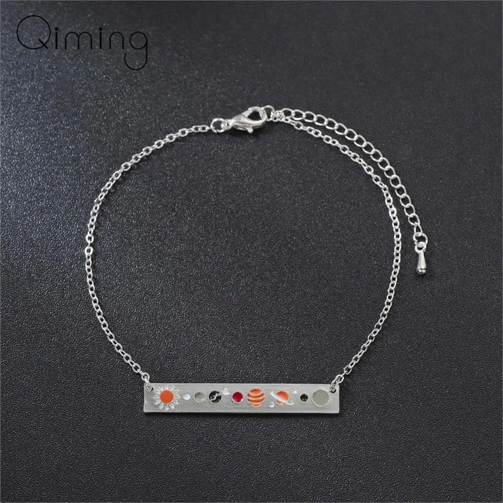 

Galaxy Solar System Bar Bracelets Women Gold Chain Planet Luminous Charm Stainless Steel Jewelry Bangle Female Ladies Gift