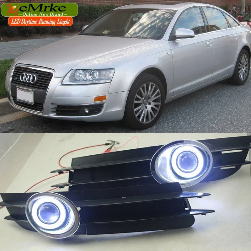 EEMRKE FOR Audi A6 C6 2004 2011 COB LED Angel Eyes DRL Daytime Running