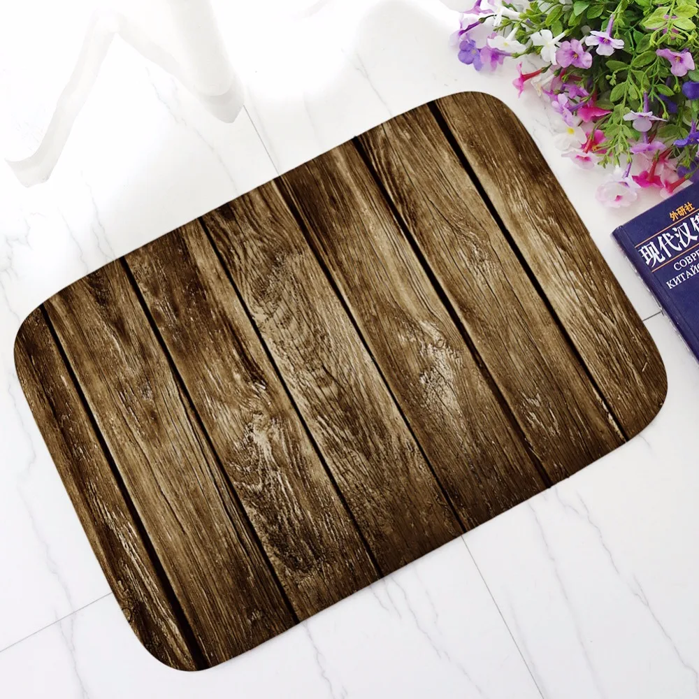 

40*60cm Welcome Door mat Wood Strip vintage Kitchen Bath Bathroom Shower Floor Door Mat Rug Anti-Slip Carpet for Living room