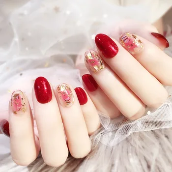

24Pcs Fashion Fake Nails Good quality Shell gold foil photoresist armour Nail Tips Faux Ongle(Contains no glue)
