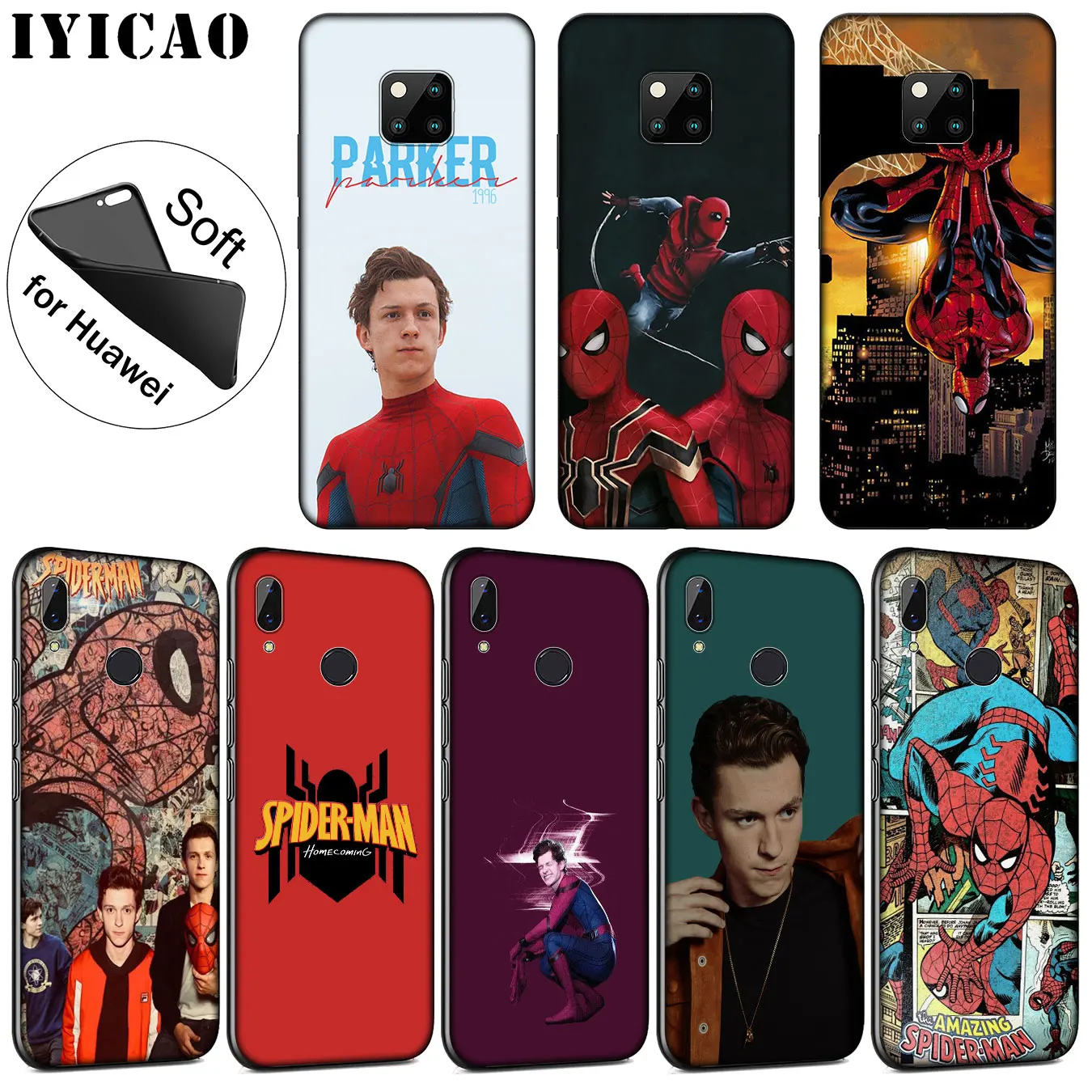 

IYICAO Marvel Tom Holland SpiderMan Soft Silicone Phone Case for Huawei Nova 3i 3 2i TPU for Huawei Mate 20 10 Pro Lite Cover