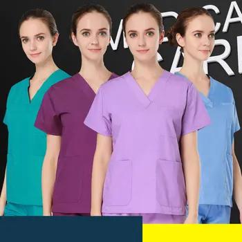 

plus size Women's V neck Summer men Short sleeve Nurse Uniform Hospital pants Medical Set Clothes Short Sleeve Surgical Scrubs