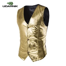 Мужская блестящая куртка с v-образным вырезом, вечерние, свадебные, без рукавов, однобортный жилет, топ, жилет, нарядное платье, 903-B219