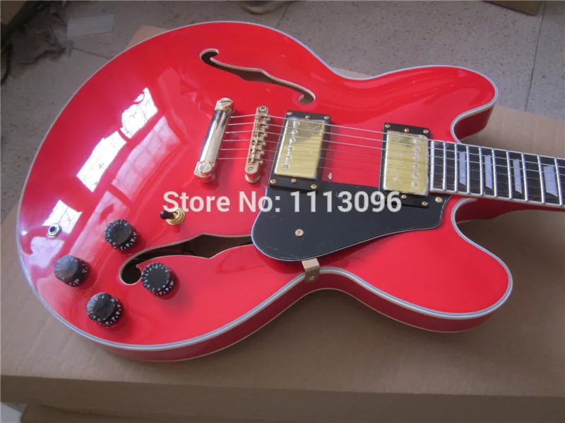 

FREE SHIPPING electric guitar/hollow jazz guitar+red color+GUITAR IN CHINA