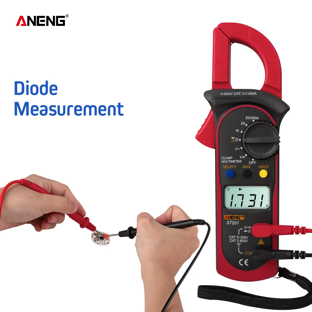 ANENG ST201 Digital Clamp Multimeter Resistance ohm Tester AC DC Clamp Ammeter Transistor Testers Voltmeter d Contact lcr meter
