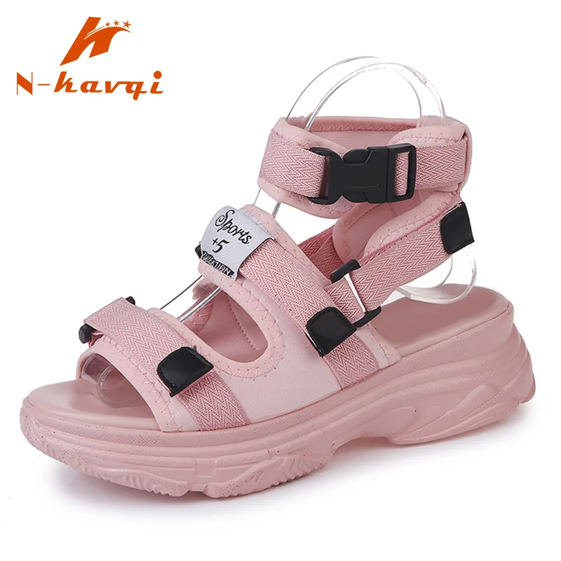 NKAVQI Women Sandals 2019 Summer High Heels Sandals Women Chunky Sandal Wedge Platform Shoes Casual Summer Sandal Slippers