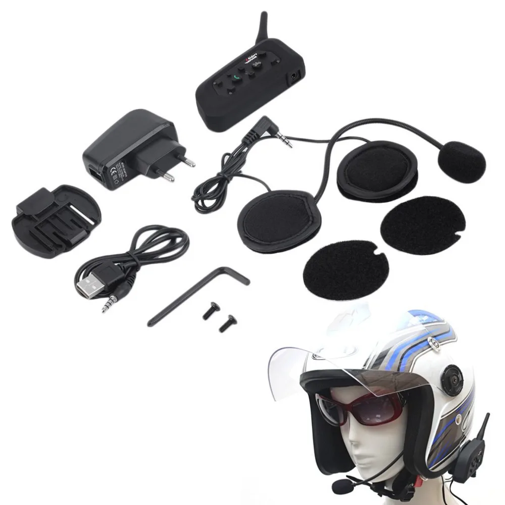 

Professional V6 Motorcycle Helmet Intercom EU/US Plug 6 Riders 1200M Bluetooth Intercom Headset Walkie Talkie BT Interphone