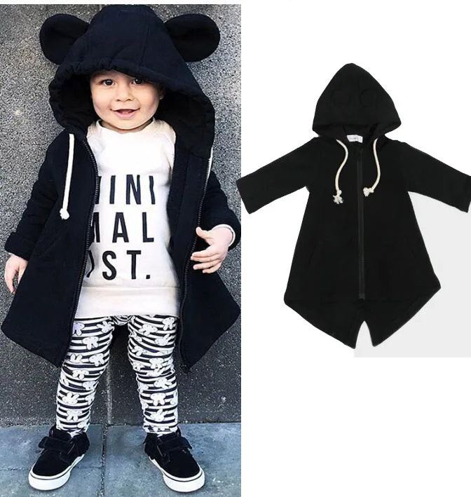 4pcs/lot Baby girls coat kids children clothing long sleeve Black ears