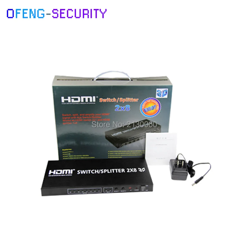 HDMI разделитель 2x8 сплиттер, HDMI дистрибьютор- 3D, 4 K X 2 K V1.4b, 1080 p/60 Гц