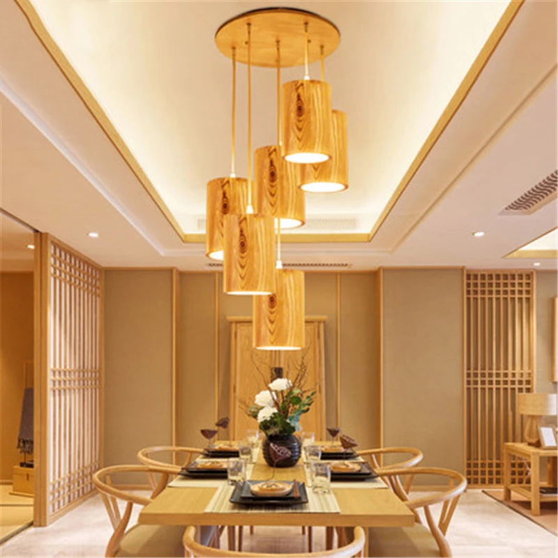 Billige Designer Nordic einfache Holz Anhänger Lichter led hängen lampe Küche Insel bar hotel wohnkultur E27