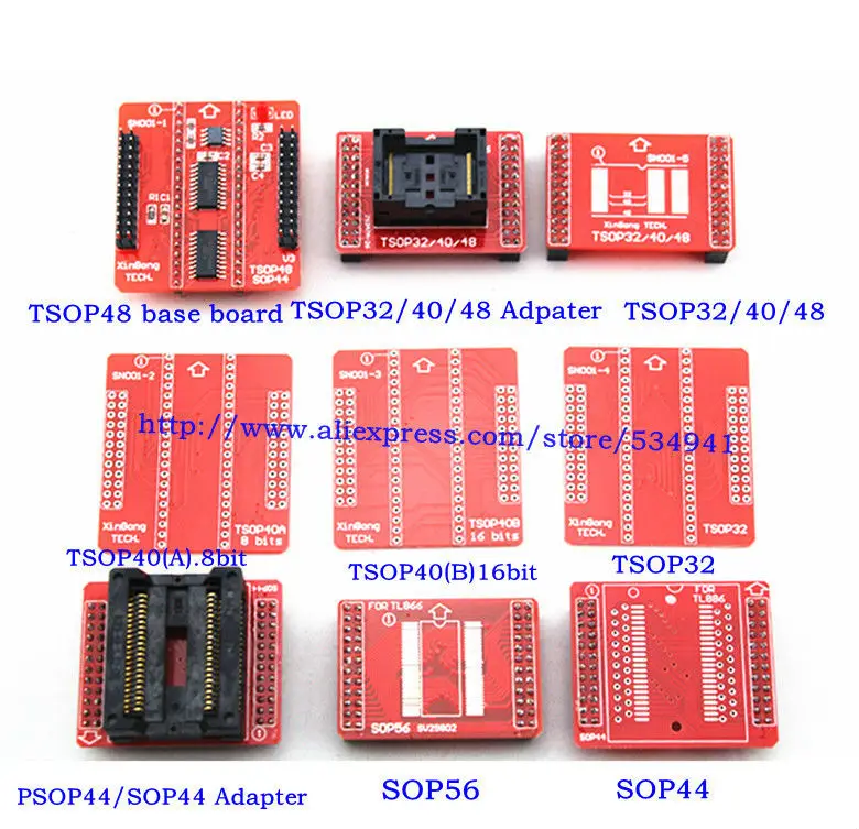 9 шт. TSOP32 TSOP40 TSOP48 SOP44 SOP56 гнезда адаптеров из XGecu TL866II плюс MiniPro TL866CS/универсальный программатор