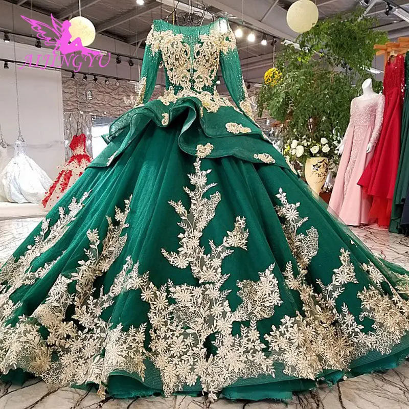 

AIJINGYU Simple Long Sleeve Wedding Dress Gowns Princess Romantic Love Pakistani Vintage Custom Gown Crystal Wedding Attire
