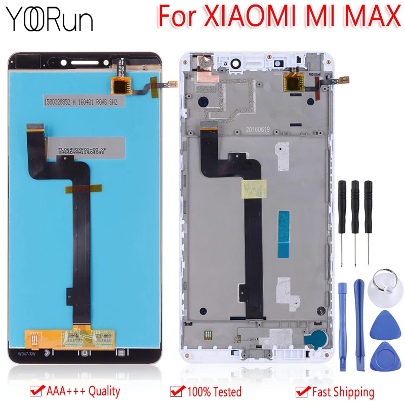 

6.44" Original Display For XIAOMI Mi Max LCD Display Touch Screen Digitizer Assembly With Frame Replacement Parts Black&White