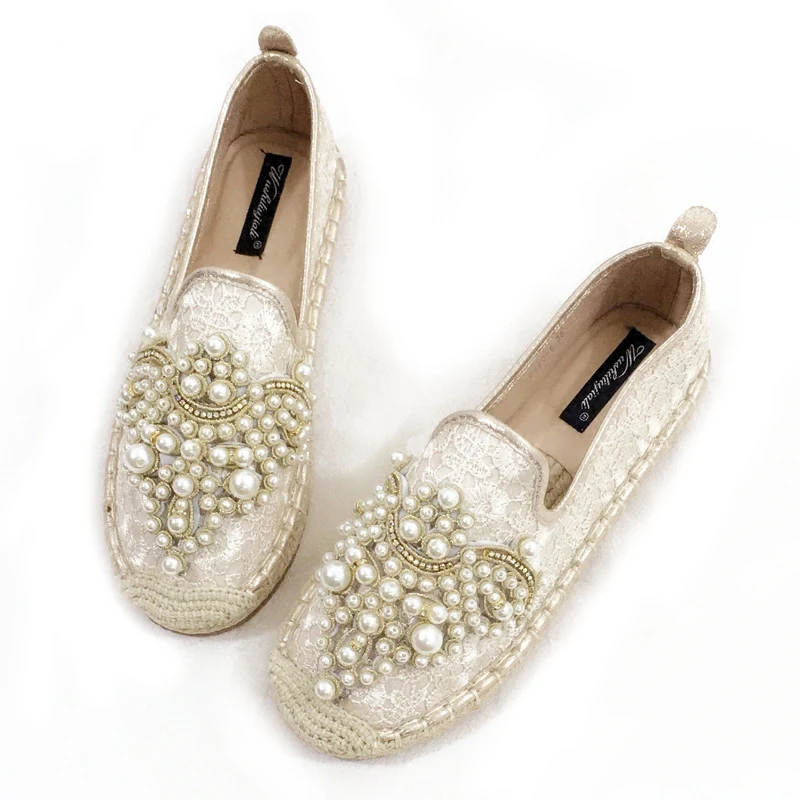 Dentelle Clair Paille Étudiants Linge Plat Beige Strass coréen Chaussures Pêcheur Nouvelle Satin jaune Respirant Sauvage Féminin xHqwZvn