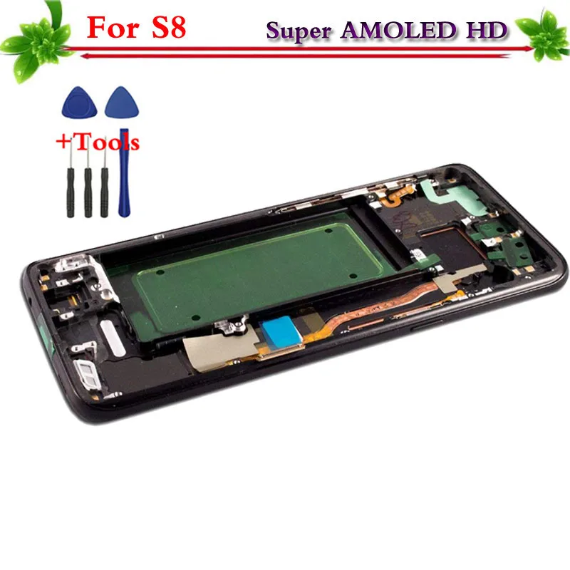 

Super AMOLED for Samsung Galaxy S8 G950 G950F LCD display touch screen digitizer Replacement Assembly with frame for Samsung S8