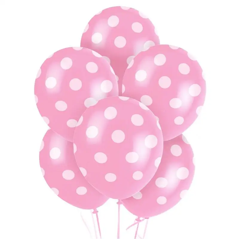 10 шт./лот 12 дюймов цветные латексные шары Божья коровка в горошек вечерние балоны Микки Маус тематическая вечеринка на день рождения украшения - Цвет: Розовый