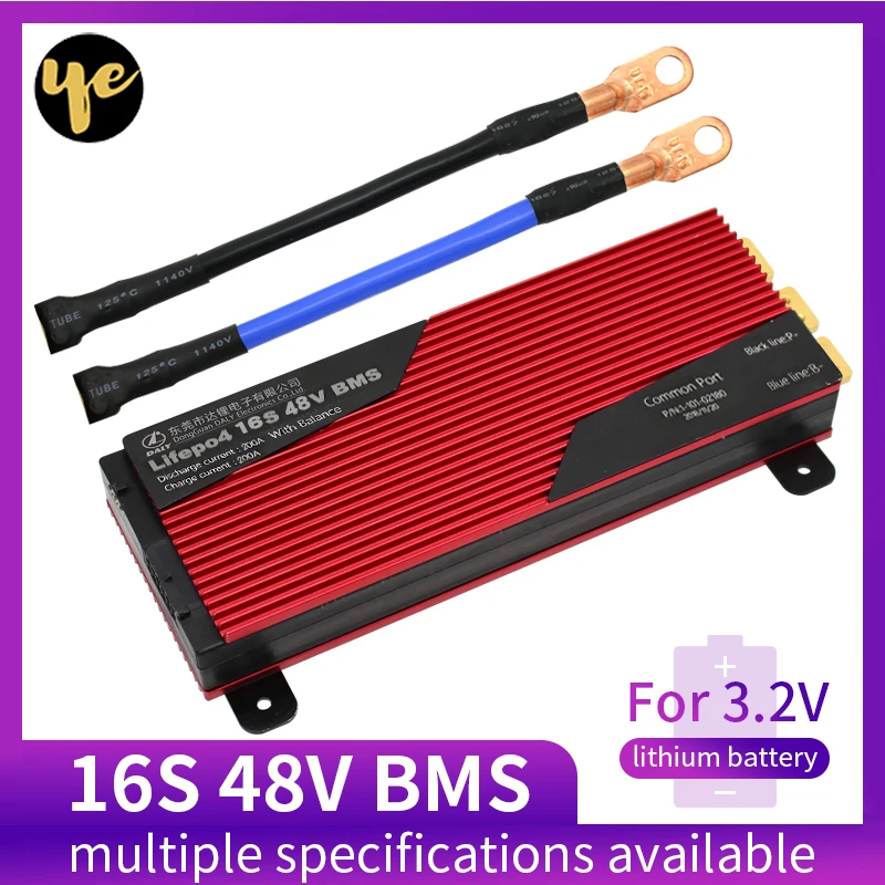 

3.2V LifePo4 16S 48V 80A 100A 120A 150A18650 BMS battery protection board with balanced lithiumion lithium battery module