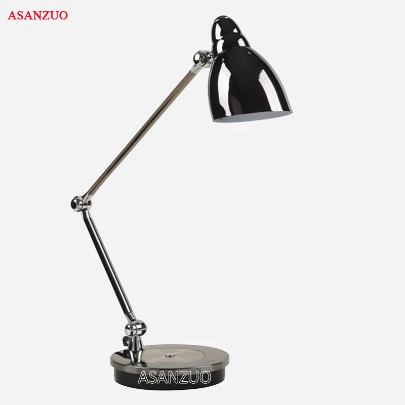 

American Simple office long arm lamp Metal folding rod marble base 360 degrees rotating led lamp Learning work Table Lamp