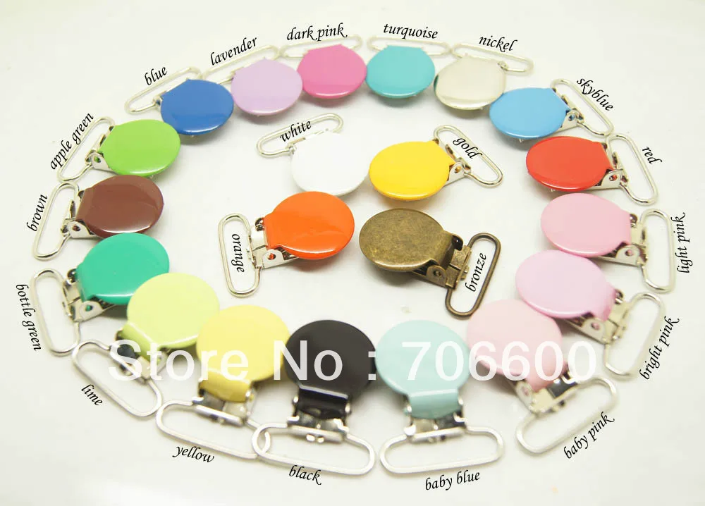

200PCS Top Round shape suspender clips multicoloured wholesale pacifier for 25mm ribbon garment clip