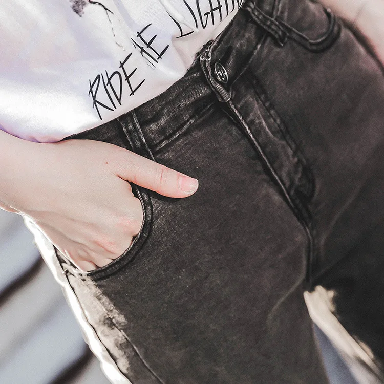 2XL-7XL плюс размер эластичные хлопковые джинсы 2019 весна женские узкие джинсы с стрейчем были тонкие джинсы wj2073 Прямая доставка