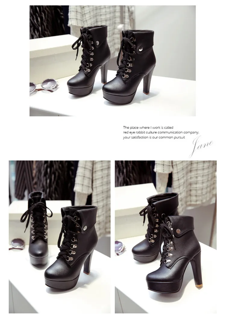 COSMAGIC/Новинка года; зимние женские ботильоны черного цвета; мотоботы на высоком каблуке со шнуровкой в готическом стиле; ботинки на платформе в стиле панк; Botas Mujer