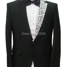 Один воротник Бисероплетение мужские Ручное шитье горный хрусталь бисером воротник смокинг для выступления горный хрусталь куртка