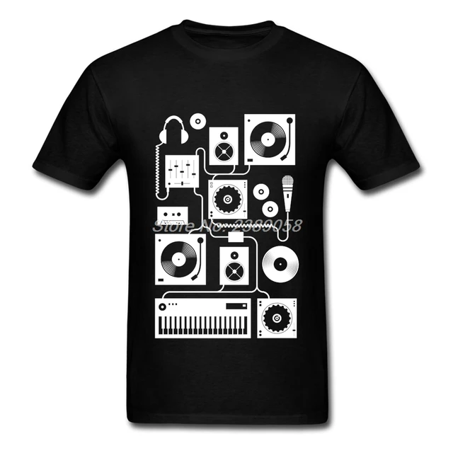 Brand Clothing Mens T Shirt Cool Music DJ T Shirt Rock Hip Hop Short