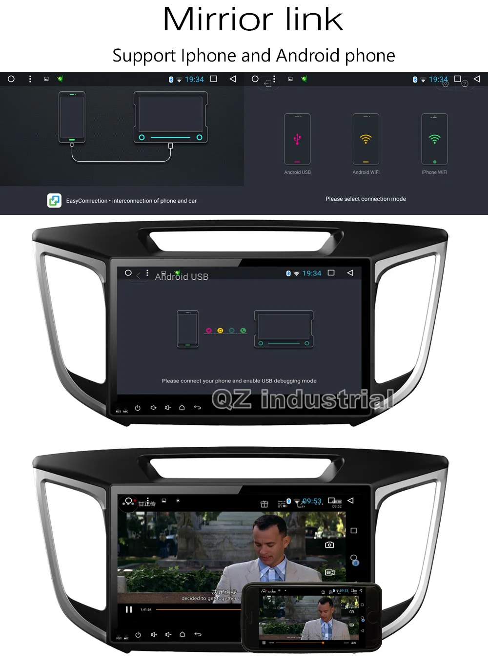 Flash Deal QZ industrial HD 10.1inch Android 8.1 T3 Car DVD Player For Hyundai Creta IX25 2014-2016 with 3G 4G WIFI Radio GPS Navi BT RDS 9